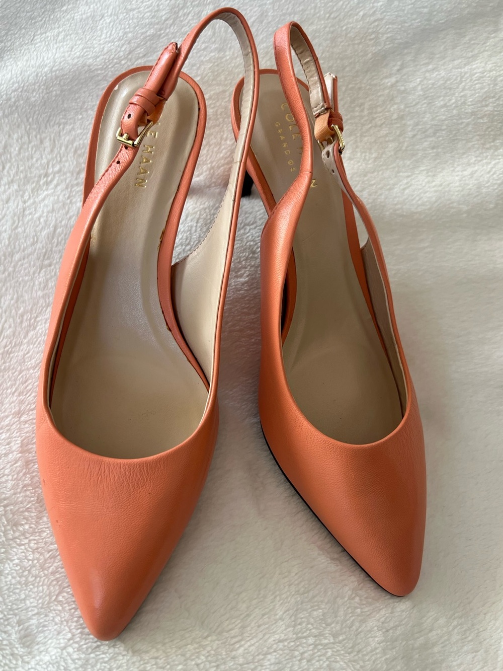 Cole Haan Orange Pointed-Toe Slingback Heels